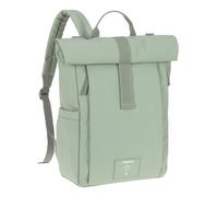 LÄSSIG Baby Changing Backpack, Changing Bag, Backpack with Changing Mat, Pram Attachment, Bottle Holder, Sustainably Produced/GRE Rolltop Up Backpack Silver Green