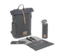 LÄSSIG Baby changing backpack with changing mat, pram attachment, bottle warmer water-repellent sustainably produced/Rolltop Backpack anthracite