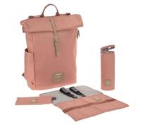 LÄSSIG Baby changing backpack with changing mat, pram attachment, bottle warmer water-repellent sustainably produced/Rolltop Backpack cinnamon