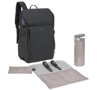 LÄSSIG Baby Changing Backpack with Changing Mat, Stroller Attachment and Bottle Holder, Black
