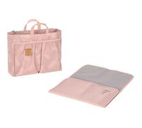 LÄSSIG Baby Pram Organiser Nappy Bag Changing Bag Small Toiletry Bag Including Changing Mat/Multi-talent Organiser Soft Stripes Pink