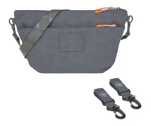 LÄSSIG Baby Pram Organiser Shoulder Bag with Pram Attachment/GRE Buggy Bum Bag Anthracite