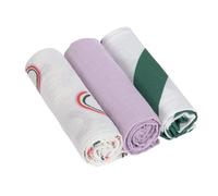 LÄSSIG Baby Swaddling Blanket Burp Blanket Swaddling Cloth Muslin Cloth Set of 3 Cotton 85 x 85 cm Swaddle & Burp Blanket L Happy Rascals Lavender