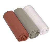 LÄSSIG Baby Swaddling Blanket, Burp & Comforter, 100% Cotton, Pre-Washed, Rust/Olive/Beige