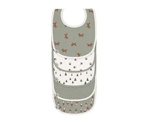 LÄSSIG Baby Toddler Bib Set (5 Pieces) Velcro Closure Cotton Waterproof/Value Pack Bib Little Forest Fox