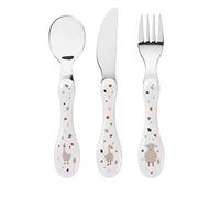 LÄSSIG Children's cutlery set 3-piece spoon fork knife stainless steel plastic handle/Cutlery 3 pcs Tiny Farmer Sheep/Goose