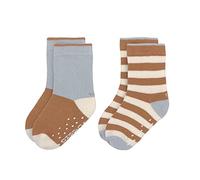 LÄSSIG Unisex Children's Non-Slip Socks Set of 2 Light Blue Caramel Size 6-8.5