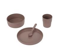 LÄSSIG Children's Tableware Set (Plate, Bowl, Cup, Spoon), Plain chococo