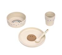 LÄSSIG Children's Tableware Set (Plate, Cup, Bowl, Spoon) Melamine Free, BPA Free, Dishwasher and Microwave Dish/Dish Set Happy Rascals Smile Sky Blue