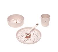 LÄSSIG Children's Tableware Set (Plate, Cup, Bowl, Spoon) Without Melamine, BPA-Free, for Dishwasher and Microwave/Dish Set Little Forest Rabbit