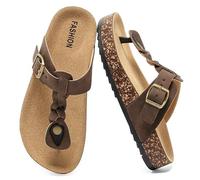 Lässig Flat Toe Separator Children, Cork Footbed, Summer Slippers, Girls, Boys, Flip Flop Sandals with Adjustable Buckle, Mules, Non-Slip Slippers, Comfortable Slippers, Unisex Kids, brown, 12.5 UK