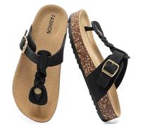 Lässig Flat Toe Separator Children, Cork Footbed, Summer Slippers, Girls, Boys, Flip Flop Sandals with Adjustable Buckle, Mules, Non-Slip Slippers, Comfortable Slippers, Unisex Kids, black, 1.5 UK