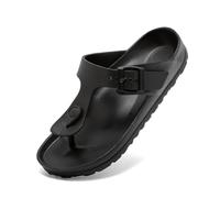 Lässig Flat Toe Separator Women, Summer Slippers, Men, Unisex Flip Flop Sandals with Adjustable Buckle, EVA Mules, Non-Slip Slippers, Comfortable Flip Flops, black, 7/8 UK