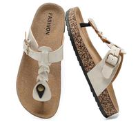 Lässig Flat Toe Separator Women's Cork Footbed Summer Slippers Unisex | Men's flip flop sandals with adjustable buckle, mules, non-slip slippers, comfortable slippers