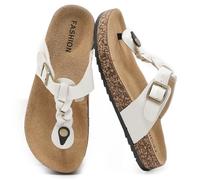 Lässig Flat Toe Separator Women's Cork Footbed Summer Slippers Unisex | Men's flip flop sandals with adjustable buckle, mules, non-slip slippers, comfortable slippers
