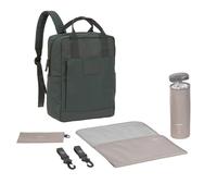 LÄSSIG GRE Vividal Baby Changing Backpack with Changing Mat, Pram Attachment, Bottle Holder Sustainably Produced/Green Vividal Backpack Dark Olive