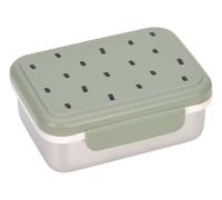 LÄSSIG Kids Bread Box Stainless Steel Lunch Box Durable Kindergarten School/Happy prints light olive