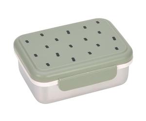 Lässig Kids Bread Box Stainless Steel Lunch Box Durable Kindergarten School/Happy Prints Light Olive