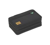 LÄSSIG Pencil Case Filled 20 Pieces/School Triple Pencil Case Unique, Black, Standard Size, Pencil case