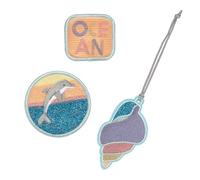 LÄSSIG Pendant and Patches Set (3 Pieces) with Press Stud, School Patches Set, Dolphin, Standard Size, Bag Charm