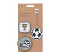 LÄSSIG Pendant and Patches Set (3 Pieces) with Press Stud/School Patches Set Football, Football, Standard Size, Patches and Tags for Backpacks and School Bags