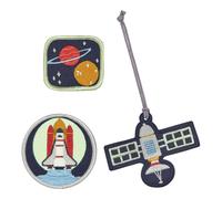 LÄSSIG Pendant and Patches Set (3 Pieces) with Press Stud, School Patches Set, Spaces, Standard Size, Modern
