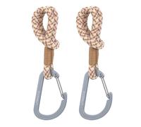 LÄSSIG Stroller Attachment (2 pcs.) Carabiner Hook for Stroller Hook for Groceries/Stroller Hooks Cord Camel/Vanilla/lavend