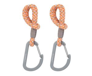 LÄSSIG Stroller Attachment (2 pcs.) Carabiner Hook for Stroller Hook for Groceries/Stroller Hooks Cord Beige/Orange/Lavender