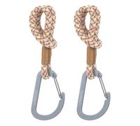 LÄSSIG Stroller Attachment (2 pcs.) Carabiner Hook for Stroller Hook for Groceries/Stroller Hooks Cord Camel/Vanilla/lavend