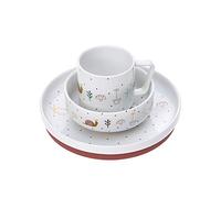 LÄSSIG Tableware set porcelain children's tableware set plate bowl cup with silicone ring non-slip children's tableware/ Garden Explorer girls