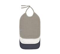 LÄSSIG Unisex Baby Muslin Terry Bib, Olive/Milky/Navy, One Size