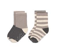 LÄSSIG Unisex Children's Non-Slip Socks Set of 2 / Anthracite-Taupe Size 23-26, Anthracite Taupe