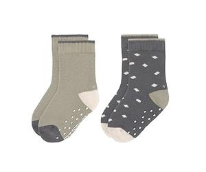 LÄSSIG Unisex Children's Non-Slip Socks Set of 2 Olive Size 23-26