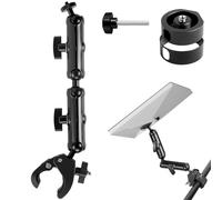 Laetass for 2026/2025/2024 Starlink Mini Clamp Mount Pipe Adapters, Aluminum Double Long Arm,Starlink Mini Pole Clamp Mount Accessories,Adjustable Clamp Bracket for RV/Pole/Roof Rack/Yacht (Black)