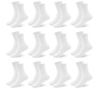LAETBBE 12 Pairs Boys Socks Kids Girls Socks Toddler Boys School Sock White Crew Sock, 1-2 Years