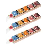 Laeto Mini Square Shaped Scented Candles x3 Packs of 5 (15) | Handmade Wooden Tray & Ceramic Holder, Candles Gifts for Her & Him