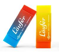 Läufer 69825 Plast Color Eraser Two-Tone Eraser Reliably Erases Pencils and Coloured Pencils Blister Card Contains 2 Erasers for School, Home and Office Two-Tone Orange/Yellow and Red/Blue
