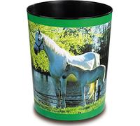 Läufer Runner trash, 13 litre trash can, Perfect for the nursery, Round, Sturdy Plastic, Horse and foal at the lake