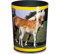 Läufer Runner trash, 13 litre trash can, Perfect for the nursery, Round, Sturdy Plastic, Horse and foal