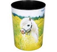 Läufer Runner trash, 13 litre trash can, Perfect for the nursery, Round, Sturdy Plastic, Horse in the rape field