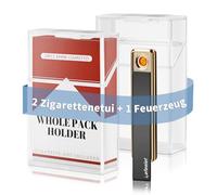 Lafagiet Cigarette Case with Lighter for 84 mm King Size, Holder for the Whole Pack, Transparent Cigarette Case, Fashion Smoking Set Gift for Men Women