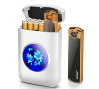 lafagiet Cigarette Case with Lighter for 84 mm King Size, LED Screen, Cool Cigarette Case for Men Women Gift