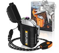 Lafagiet Waterproof Arc Lighter, Outdoor Dual Plasma Arc Lighter, USB Rechargeable Flameless Electric Lighters for Camping, Hiking, Survival Tactical (F13-Black)