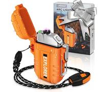 Lafagiet Waterproof Arc Lighter, Outdoor Dual Plasma Arc Lighter, USB Rechargeable Flameless Electric Lighters for Camping, Hiking, Survival Tactical (F13-Orange)