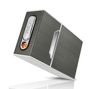 lafagiet XL666 Cigarette Case with Lighter, Pack of 20 84 mm King Size Cigarettes Capacity, Gifts for Men (A6-BK)