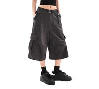 Lafaguw Baggy Jorts for Women Men High Waist Wide Leg Cargo Shorts Y2K Cropped Pants Casual Summer Clothes, Black2, XL Short
