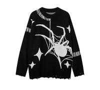 Lafaguw Graphic Sweaters for Women Men Crewneck Pullover Sweater Aesthetic Vintage Knit Tops Goth Aesthetic Clothes, Black, S