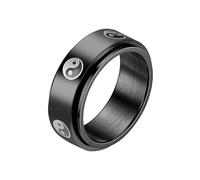 LAFATINA 8MM Yin and Yang Fidget Spinner Rings for Men Women Stainless Steel Taichi Balance Mantra Black Ring