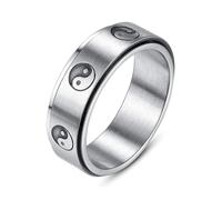 LAFATINA 8MM Yin and Yang Fidget Spinner Rings for Men Women Stainless Steel Taichi Balance Mantra Ring
