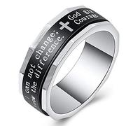 LAFATINA God Lords Prayer Cross Spinner Ring Men's Womens Stainless Steel Courage Fidget Bands for Father's Mother Easter Christmas Birthday